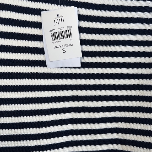 J.Jill Navy & Cream Nautical Striped lightweight Cotton Knit Sweater Small - Picture 7 of 7